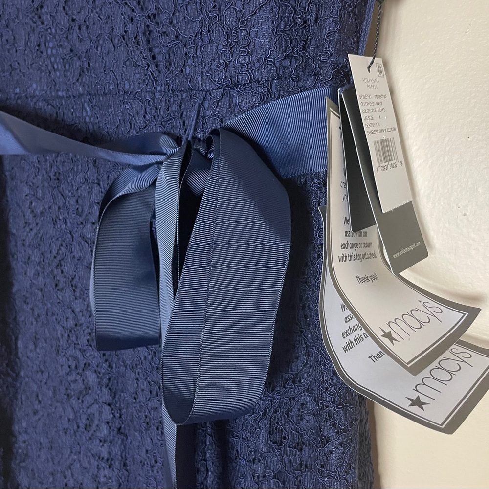 Adriana Papell Navy Lace Gown Maxi Dress 4 NWT Event Gala Quiet Luxury Old Money - Picture 6 of 10